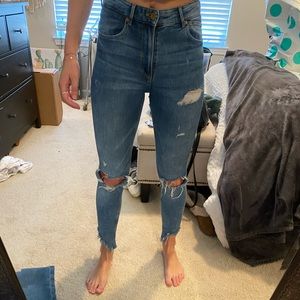 Zara high waisted distressed jeans